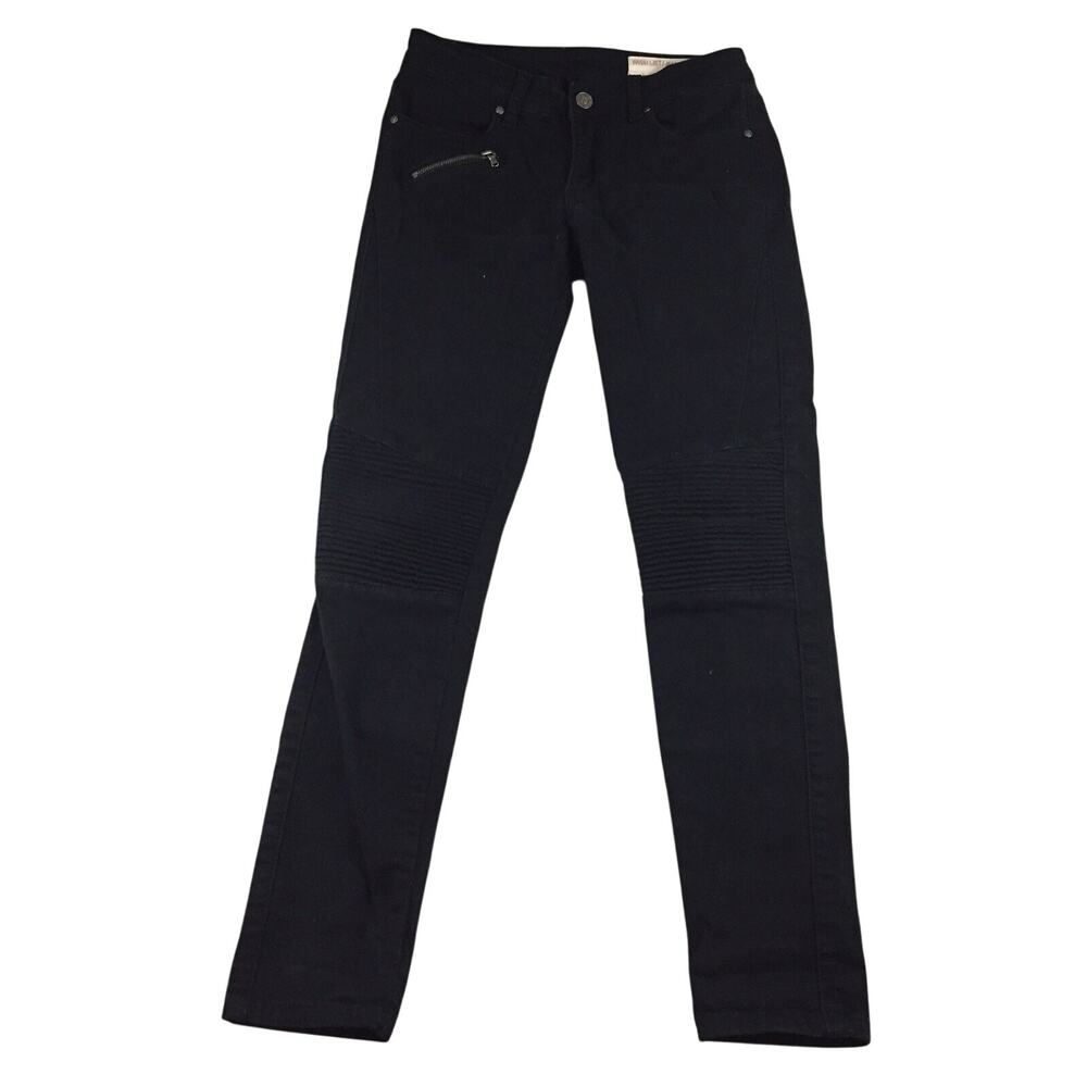 Wishlist Size Small Black Moto Stretch Denim Jegging Zipper Pocket Knee Ribbing